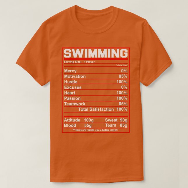 Camiseta Nadadora divertida Nutrición Hechos Nadador (Diseño del anverso)