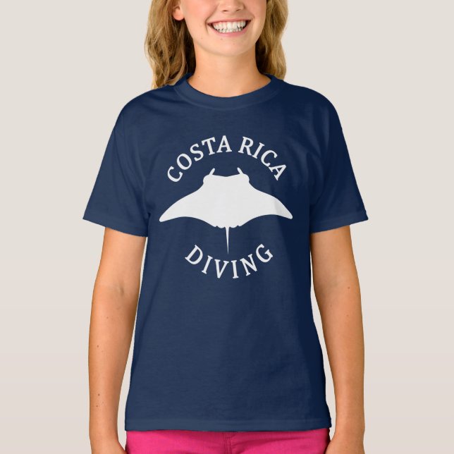 Camiseta Nadando Con Manta Ray - Buceo En Costa Rica (Anverso)