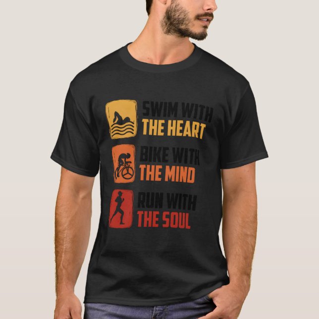 Camiseta Nadar Con La Bicicleta Con El Triatleta Mente (Anverso)