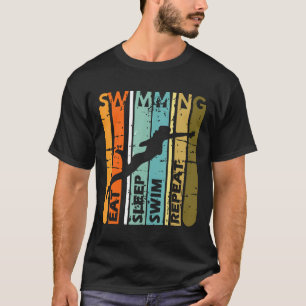 Camiseta Nadar Eat Sleep Swim Repetir Funny Swimmer Guay