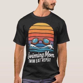 Camiseta Nadar Mamá Nadar Comer Repetir Retro