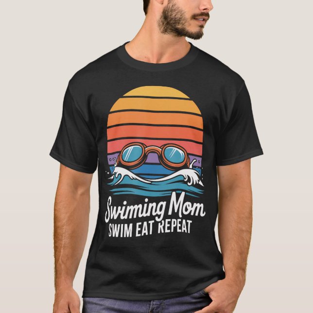 Camiseta Nadar Mamá Nadar Comer Repetir Retro (Anverso)