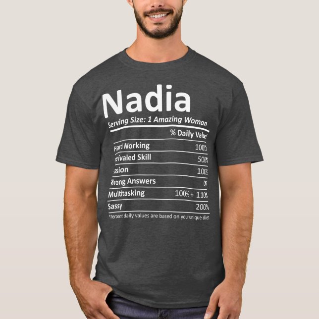 Camiseta NADIA Nutrition Personalized Name Funny Gift (Anverso)