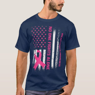 Camiseta Nadie lucha solo contra el cáncer de mama Bandera 