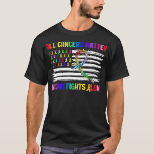 Camiseta Nadie lucha solo contra el cáncer en la bandera d