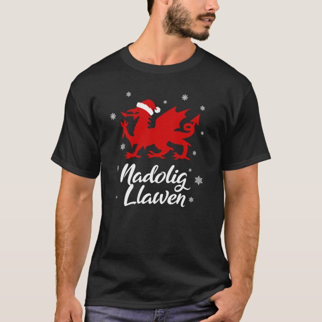 Camiseta Nadolig Llawen Wales Welsh Cymru Merry Christmas D (Anverso)