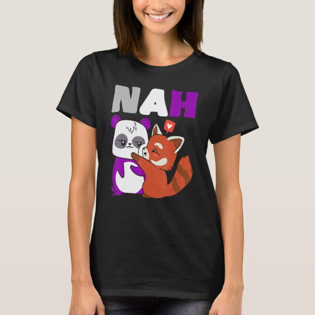 Camiseta Nah Cute Oso Asexual Fox Bandera Asexual Pri Asexu (Anverso)