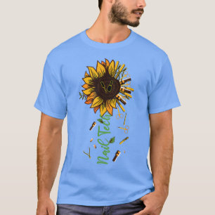 Camiseta Nail Tech artista Sunflower divertido salón de jef