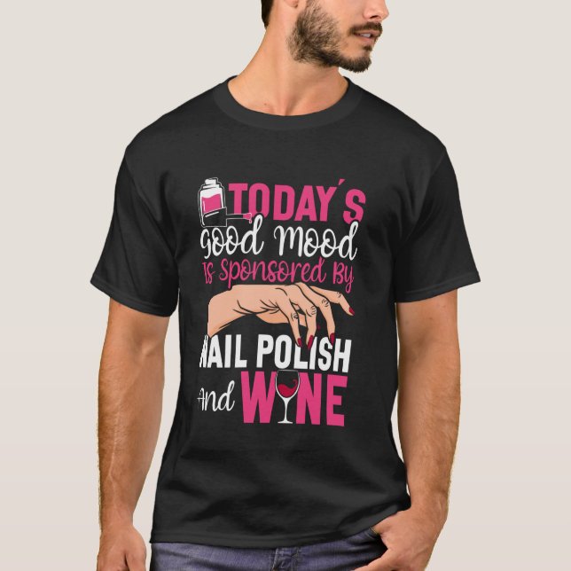 Camiseta Nail Tech Cita Trabajo Uniforme Vino Polaco Toda (Anverso)