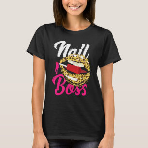 Camiseta Nail Tech Quote Work Uniform Nail Polaco Leopardo 