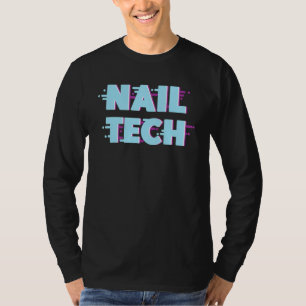 Camiseta Nail Tech Work Uniforme Nail Polaco Glitch Retro