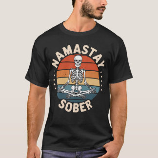 Camiseta Namastay Sober Esqueleto Yoga Cráneo Adicción Alco
