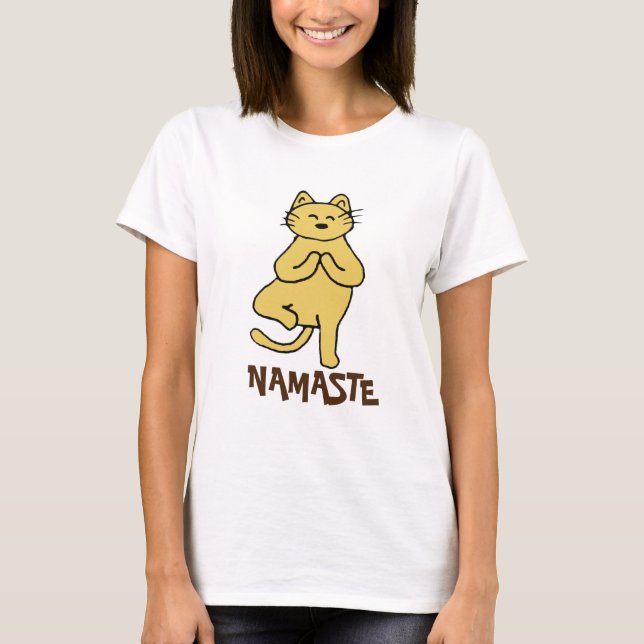 Camiseta "Namaste Cat Mom" Tee; Gracioso Gato. Lover (Anverso)