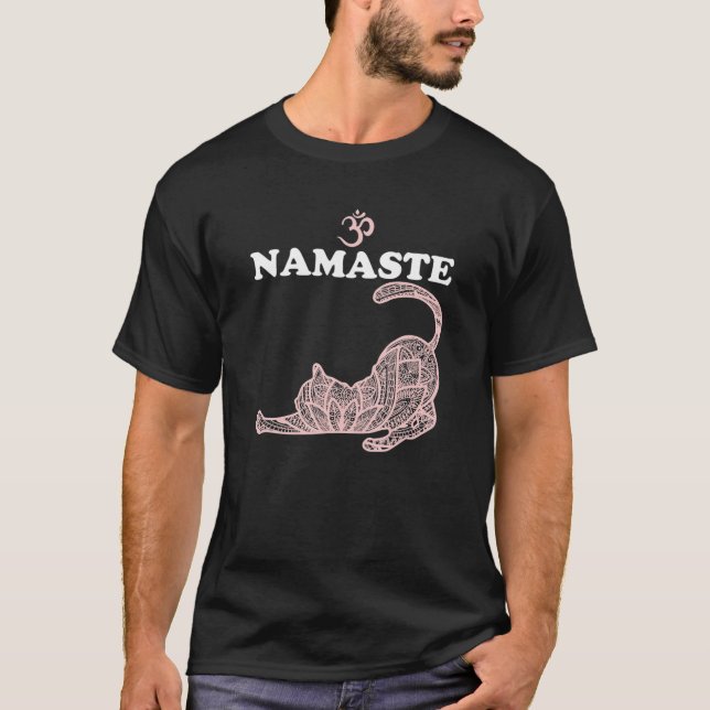 Camiseta Namaste Cat Yoga Pose Om Symbol Funny Yoga Gift Fo (Anverso)