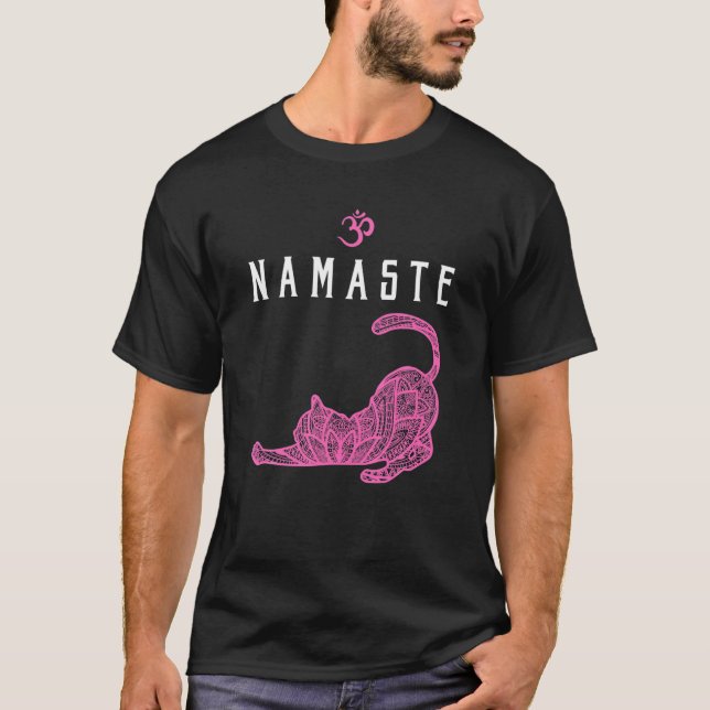 Camiseta Namaste Cat Yoga Pose Om Symbol Funny Yoga Gift Fo (Anverso)