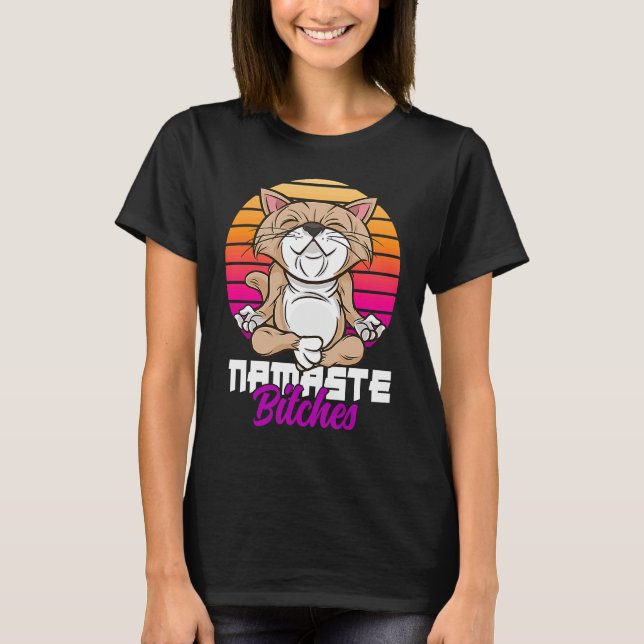 Camiseta Namaste Cat Yoga Positive Vibes Sarcastic (Anverso)