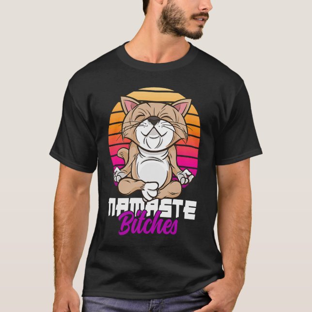 Camiseta Namaste Cat Yoga Positive Vibes Sarcastic (Anverso)