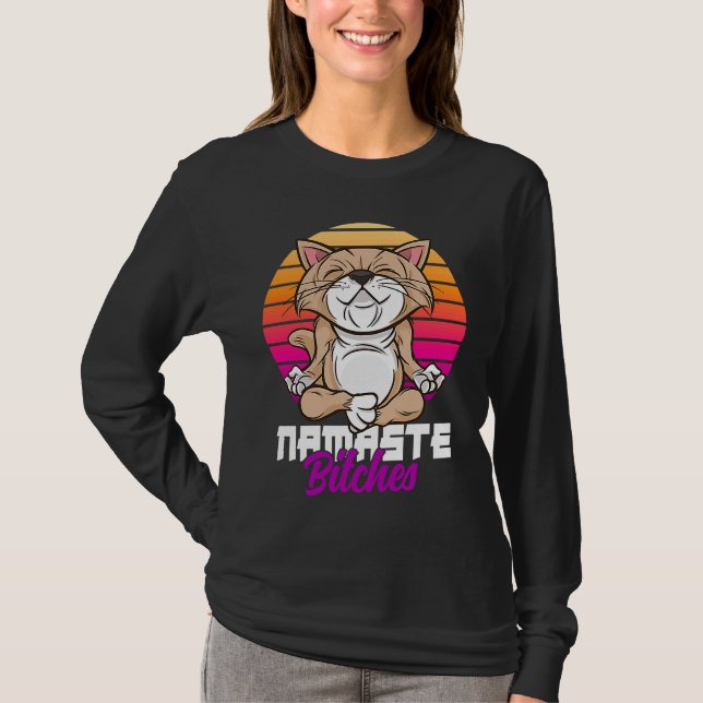 Camiseta Namaste Cat Yoga Positive Vibes Sarcastic (Anverso)