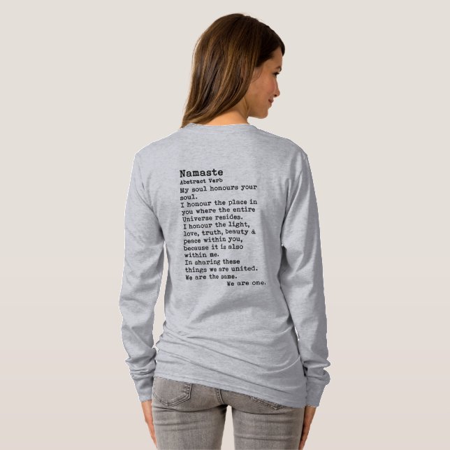 Camiseta Namaste: Cuello de la tripulación de manga larga (Reverso completo)