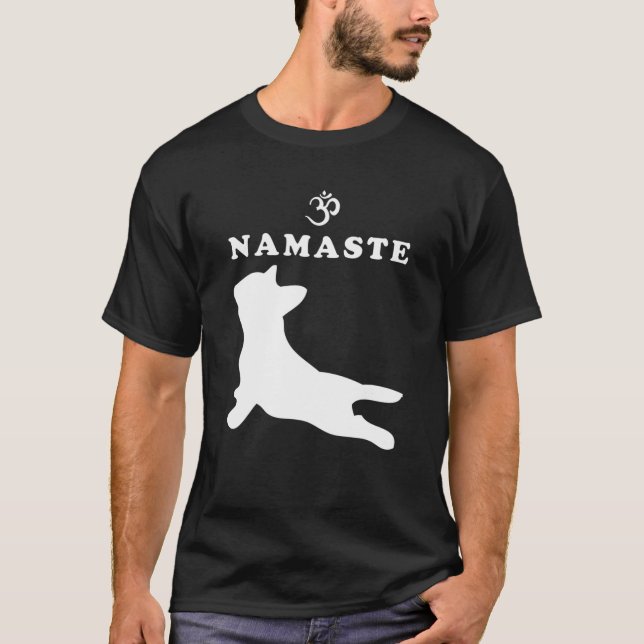 Camiseta Namaste Om Symbol Bulldog francés Divertido Yoga F (Anverso)