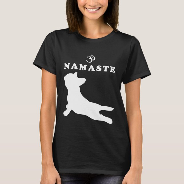 Camiseta Namaste Om Symbol Bulldog Francés Yoga Para Mujere (Anverso)