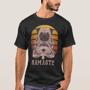 Camiseta Namaste Pug Dog Vintage Yoga Easy Pose Tema