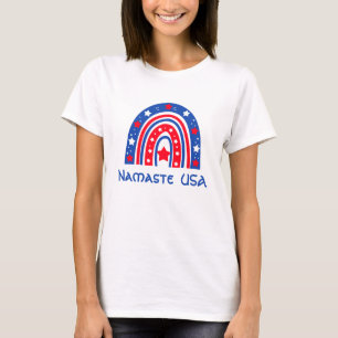Camiseta Namaste USA Patriotic Rainbow