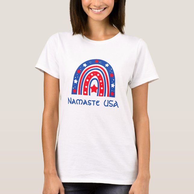 Camiseta Namaste USA Patriotic Rainbow (Anverso)