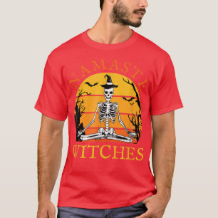 Camiseta Namaste Witts Yoga Skeleton Funny Witch Hallowee