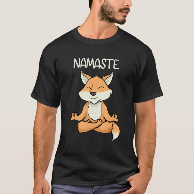 Camiseta Namaste Yoga Funny Fox Ejercicio de Meditación Ani (Anverso)