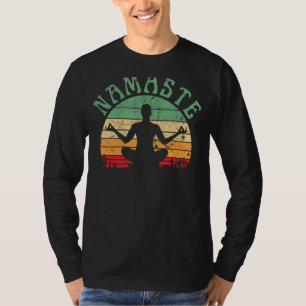 Camiseta Namaste Yoga Pose Meditación Zen Peace Women Retro