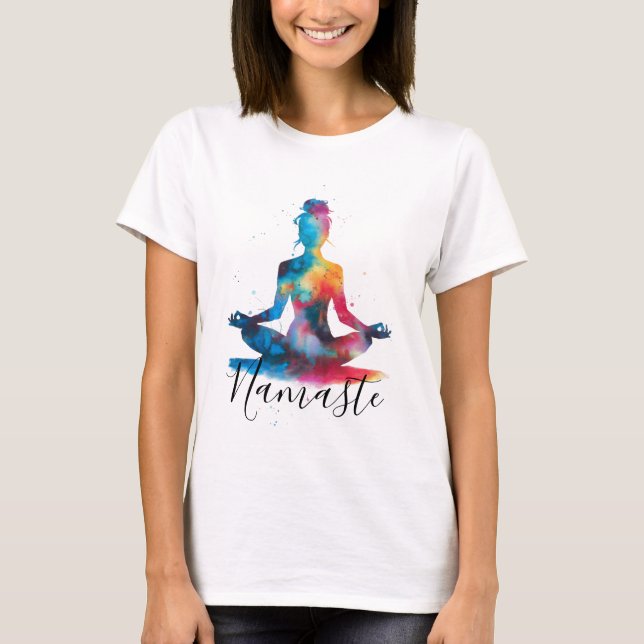 Camiseta Namaste Yoga Silhouette | Meditación colorida (Anverso)