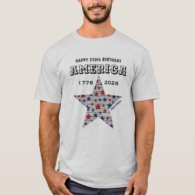 Camiseta Name || 250th Happy Birthday America Ash Grey (Anverso)
