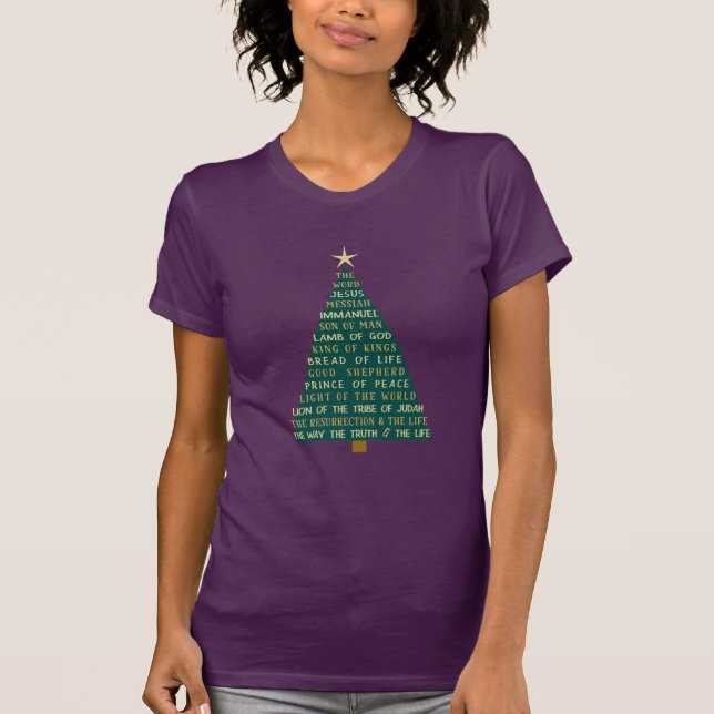Camiseta Names of Jesus Christmas Tree (Anverso)