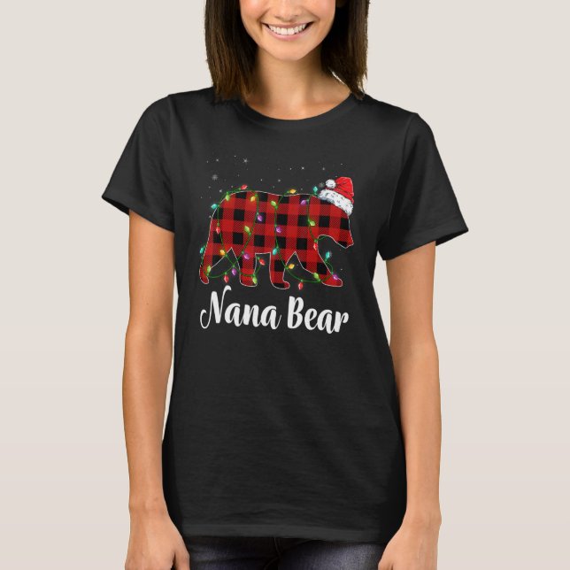 Camiseta Nana Bear Buffalo Red Plaid Matching Family Christ (Anverso)
