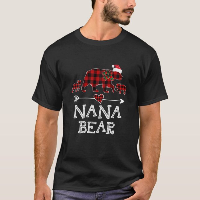 Camiseta Nana Bear Navidades Pajama Red Plaid Buffalo (Anverso)