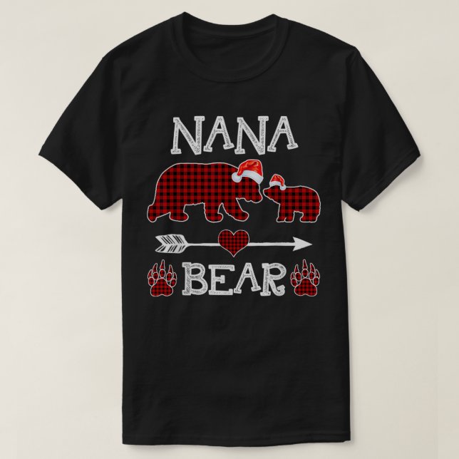 Camiseta Nana Bear Navidades Pajama Red Plaid Buffalo Famil (Diseño del anverso)