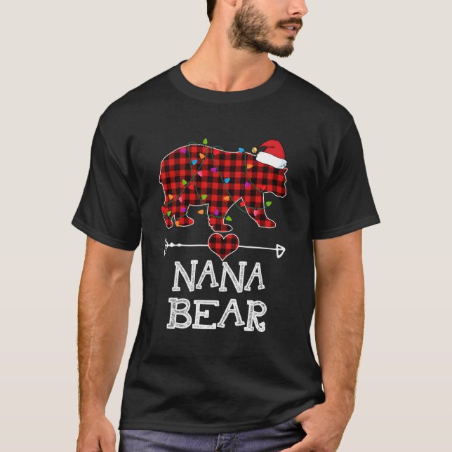 Camiseta Nana Bear Pajama Red Plaid Buffalo Family Regalo P (Anverso)