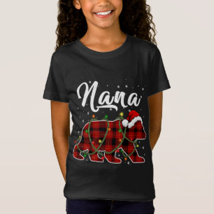 Camiseta Nana Bear Xmas Red Plaid Matando Navidades Familia