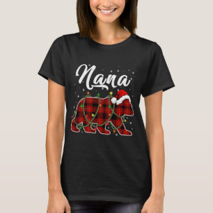 Camiseta Nana Bear Xmas Red Plaid Matando Navidades Familia