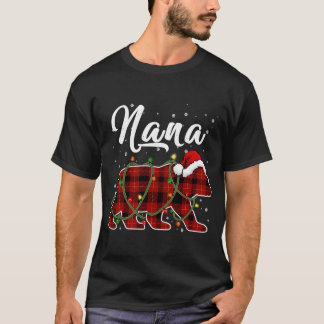 Camiseta Nana Bear Xmas Red Plaid Matando Navidades Familia