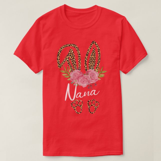 Camiseta Nana Bunny Ears Easter Day Cute Leopard Pri (Diseño del anverso)