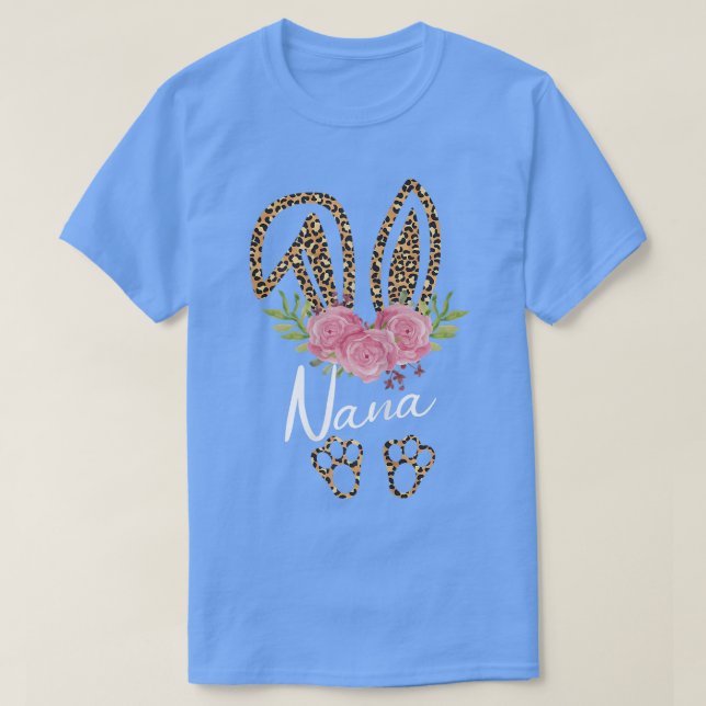 Camiseta Nana Bunny Ears Easter Day Cute Leopard Pri (Diseño del anverso)