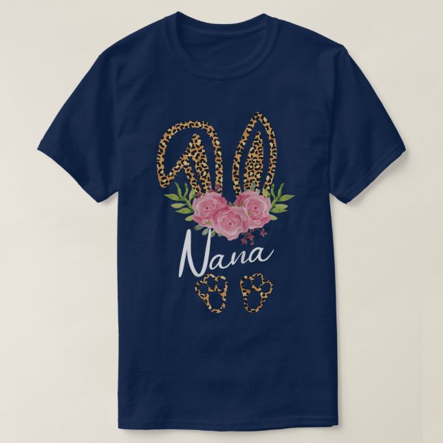Camiseta Nana Bunny Ears Easter Day Cute Leopard Pri (Diseño del anverso)
