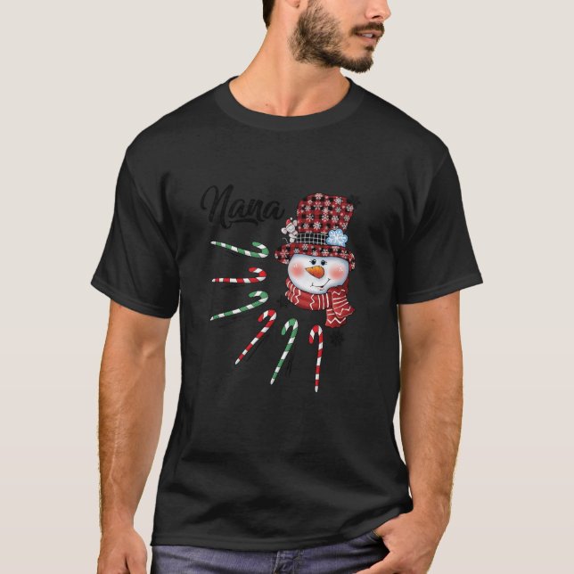 Camiseta Nana Candy Cane Navidades rojos de caña de nieve (Anverso)