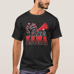 Camiseta Nana Cheer Leader Regalo El Mayor Fan Negro Rojo