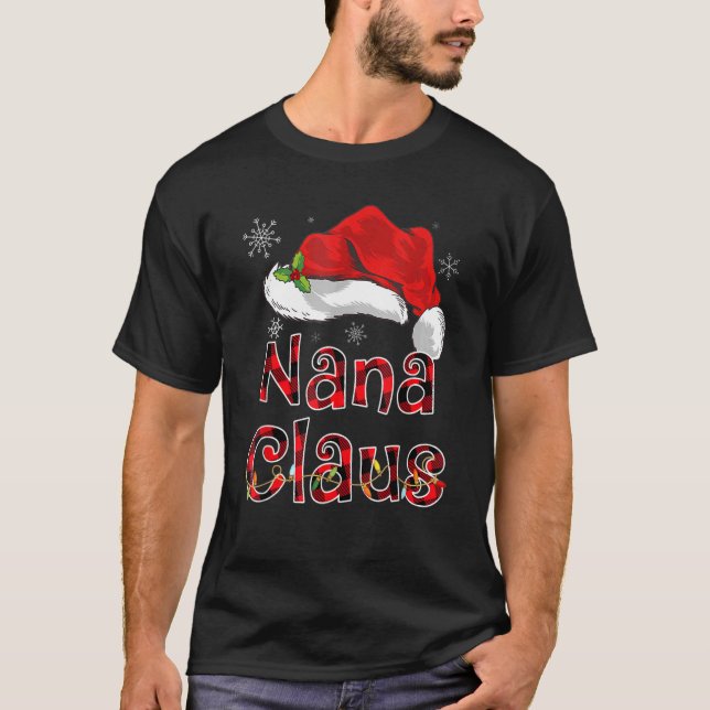 Camiseta Nana Claus Shirt Santa Hat Red Buffalo lo colocó a (Anverso)