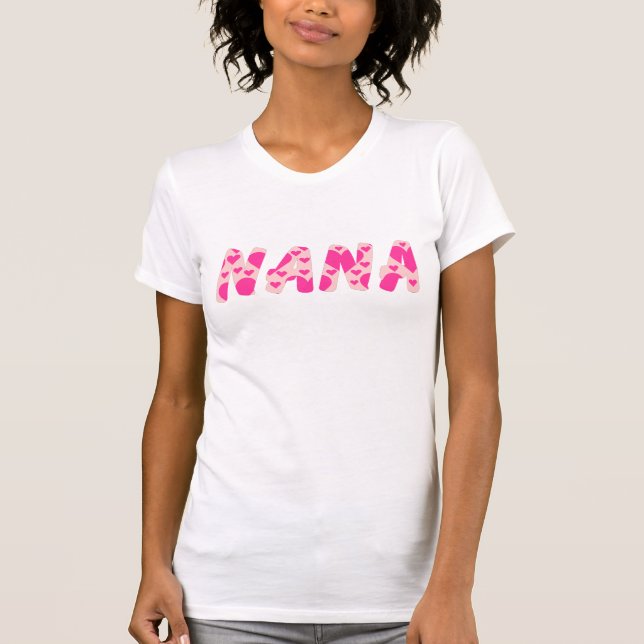 Camiseta Nana con corazones rosados calientes dentro del té (Anverso)