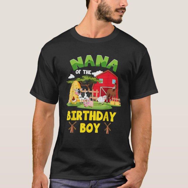Camiseta Nana De Birthday Boy Farm Animals Barnyard Par (Anverso)