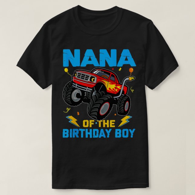 Camiseta Nana de la familia Birthday Boy Monster Truck Bday (Diseño del anverso)